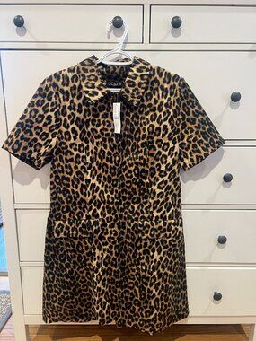 NWT J Crew Parc dress in leopard print